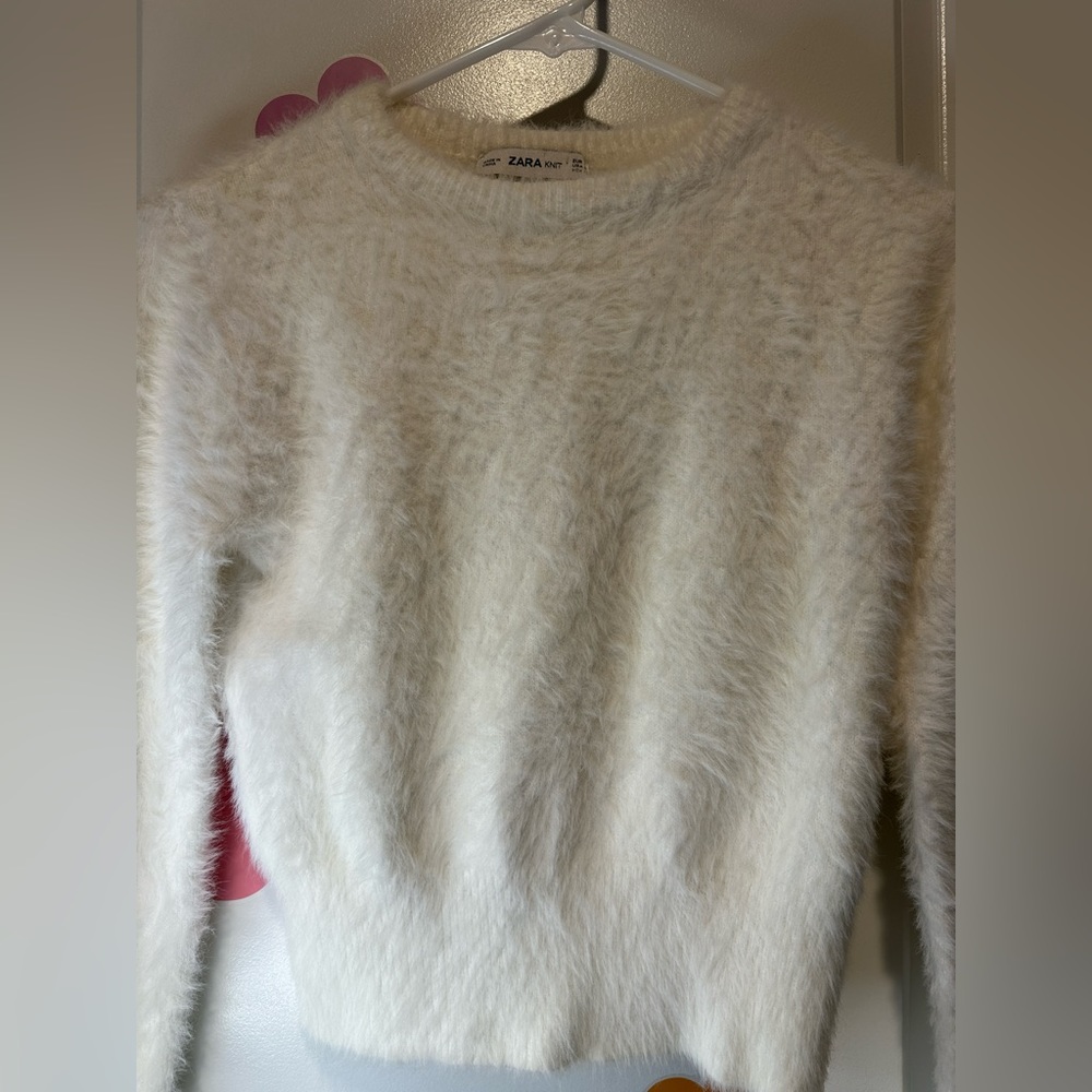 ZARA white furry sweater